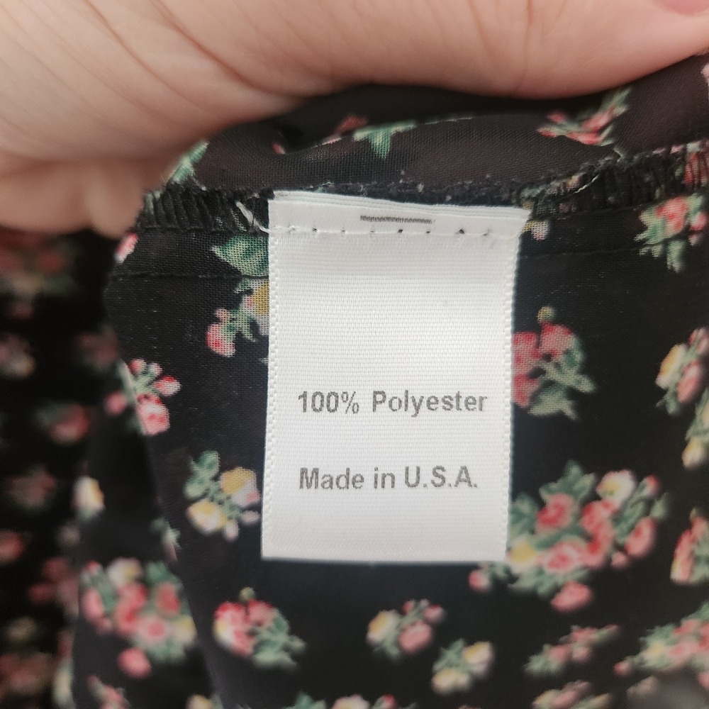 Delias Floral Sheer Chiffon Tank Top Strappy Criss Cross Neck Black XS - Picture 3 of 4